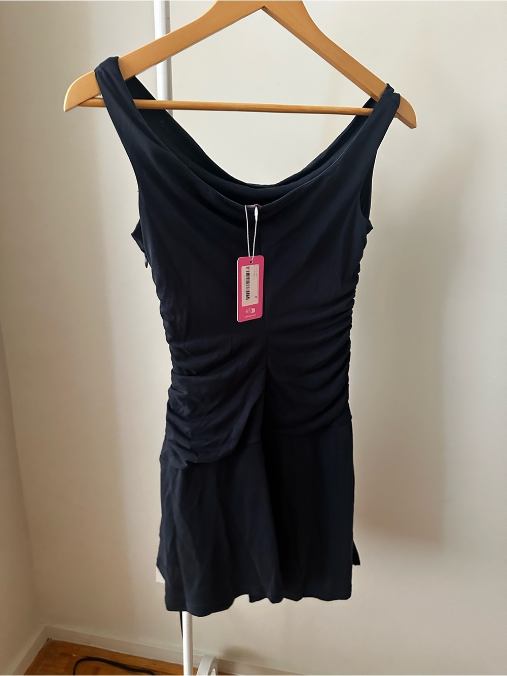 Edikted Off-the-Shoulder Navy Ruched Mini Dress - Picture 4 of 4